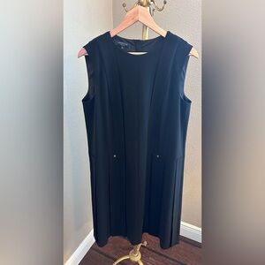 Lafayette 148 Zaida Sleeveless Finess Crepe Dress in Black - Lage